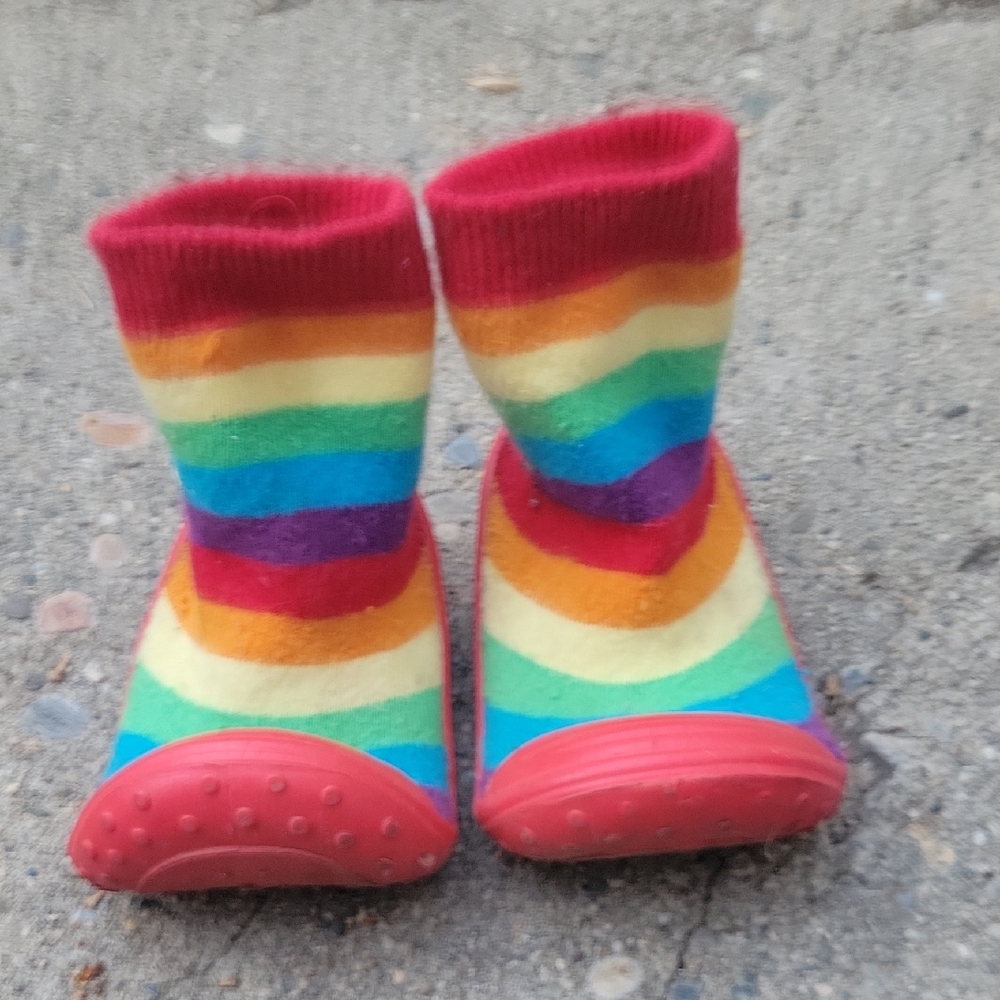 Colorful Rainbow Striped Baby Booties